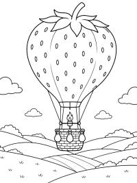 Montgolfi&egrave;re de fraises survolant la campagne