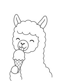 Alpaga mange une glace