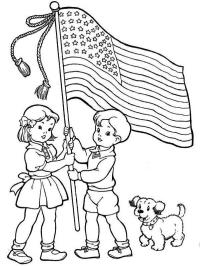 enfants tiennent le drapeau américain