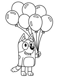 Bluey avec des ballons