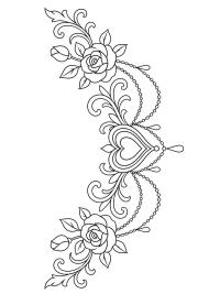 Tatouage sur la poitrine c&oelig;ur et roses