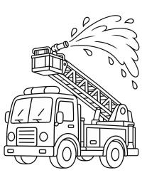 Camion de pompiers projette de l'eau