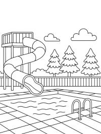 Piscine extérieure avec toboggan