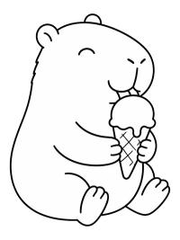 Capybara mange une glace