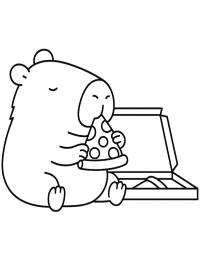 Capibara mange une pizza
