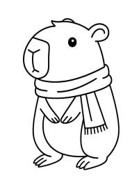 Capybara avec écharpe d'hiver