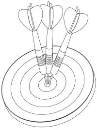 cible et fléchettes