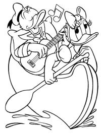 Donald Duck et Daisy en canoë