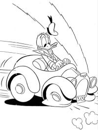 donald duck freine avec voiture