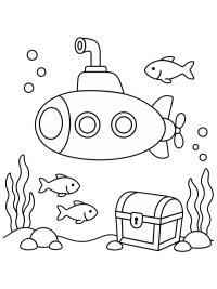 Sous-marin parmi les poissons