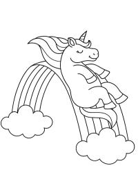 Licorne glisse sur l'arc-en-ciel