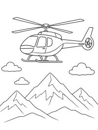 Hélicoptère au-dessus des montagnes