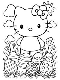 Hello Kitty avec des œufs de Pâques