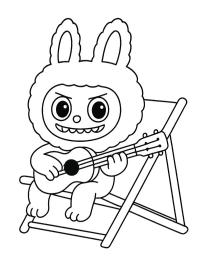 Labubu joue de la guitare
