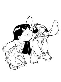 Lilo fait un bisou à Stitch