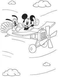 Mickey et Pluto en avion