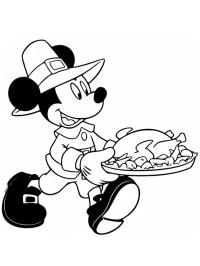 Mickey Mouse avec une dinde