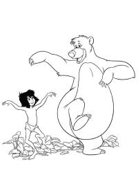 Mowgli et l'ours Baloo dansent