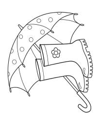 Parapluie et bottes de pluie