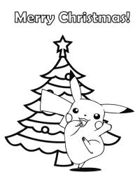 Pikachu à côté de l'arbre de Noël