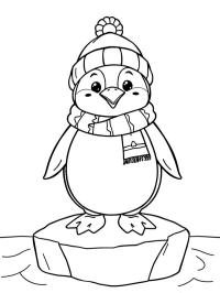Pingouin portant un chapeau et une écharpe