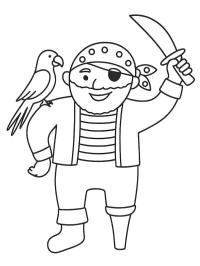 Pirate avec un perroquet sur l'épaule