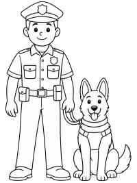 Policier accompagné d'un chien policier