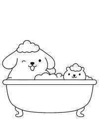 Pompompurin et Muffin dans le bain