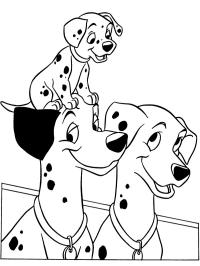 Pongo et Perdy avec un de leurs chiots