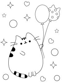 Pusheen avec des ballons