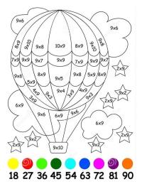coloriage de calcul montgolfière
