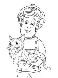 Pompier Sam avec un chat