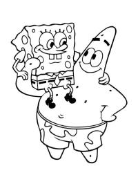 Bob l'Eponge sur les épaules de Patrick