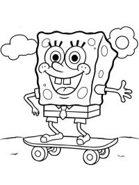 Bob l'éponge sur un skateboard