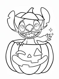 Stitch dans une citrouille d'Halloween