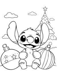 Stitch avec boules de Noël