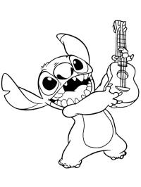 Stitch joue de la guitare