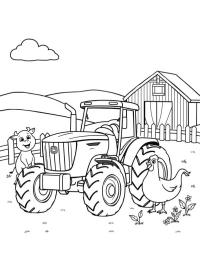 Tracteur avec animaux