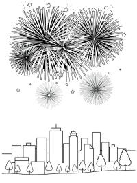 Feu d'artifice dans la ville