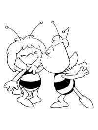 Willie l'abeille embrasse Maja l'abeille