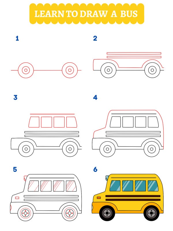 Comment dessiner un bus scolaire