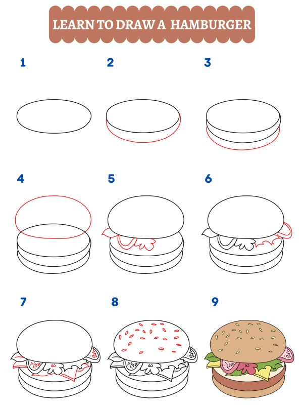 Comment dessiner un hamburger