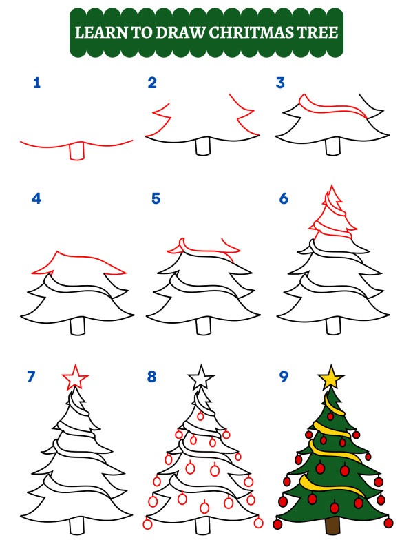 Comment dessiner un arbre de Noël