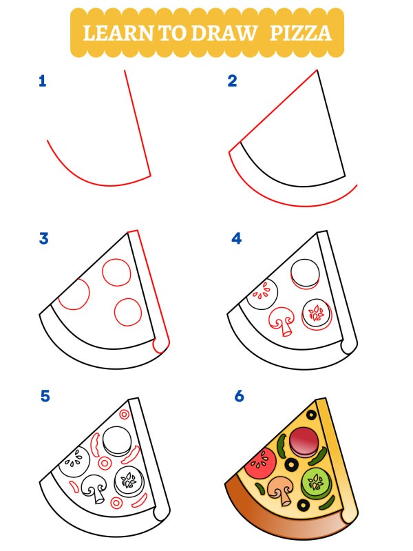 Comment dessiner une part de pizza