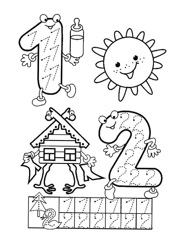 apprendre à écrire le 1 et 2 Coloriage apprendre à écrire le 1 et 2 Coloriage