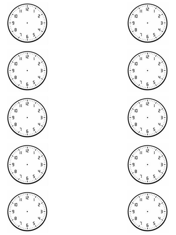 10 Horloges sans aiguilles fiche d'activit&eacute; Coloriage