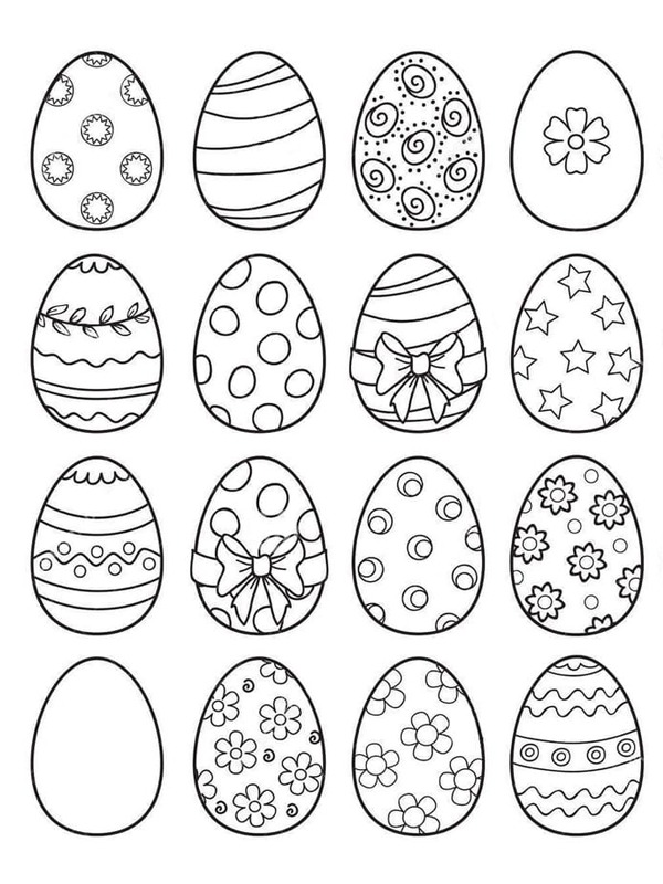 16 oeufs de Pâques Coloriage 16 oeufs de Pâques Coloriage
