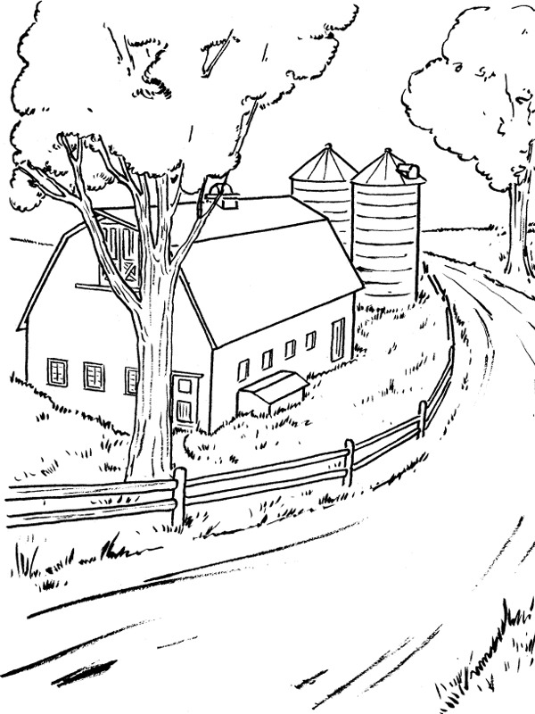 Paysage agricole Coloriage Paysage agricole Coloriage