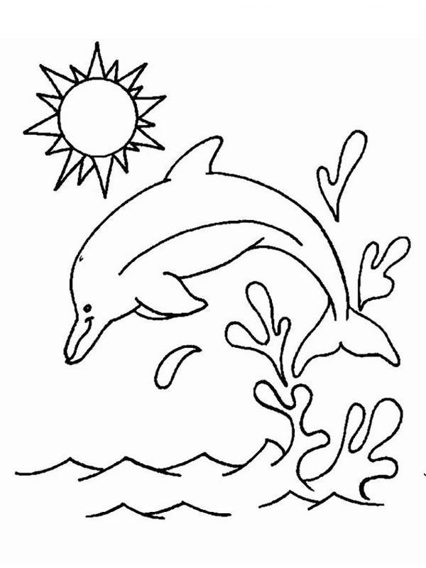 dauphin plongeant dans l'eau Coloriage