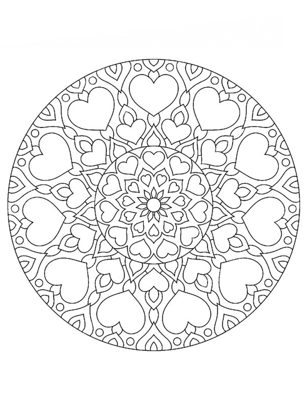 Mandala petits cœurs Coloriage Mandala petits cœurs Coloriage